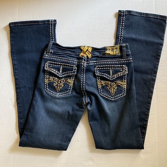 L.A.Idol jeans with large stitching and embellishments size 7 - Picture 2 of 9